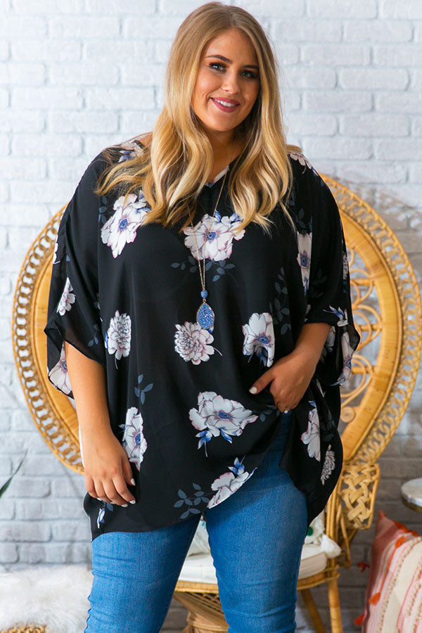 Fashion Queen Floral Shift Tunic in Black Curves Image - 2