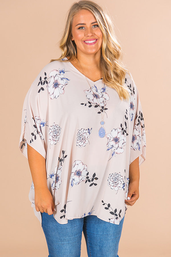 Fashion Queen Floral Shift Tunic in Almost Mauve Curves Image - 1