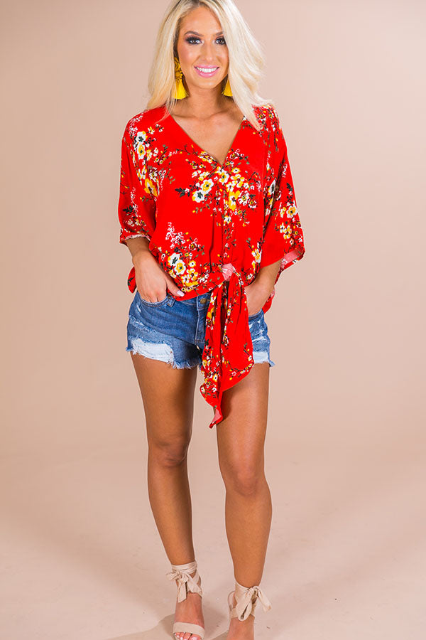 Key West Floral Shift Top in Red Image - 1