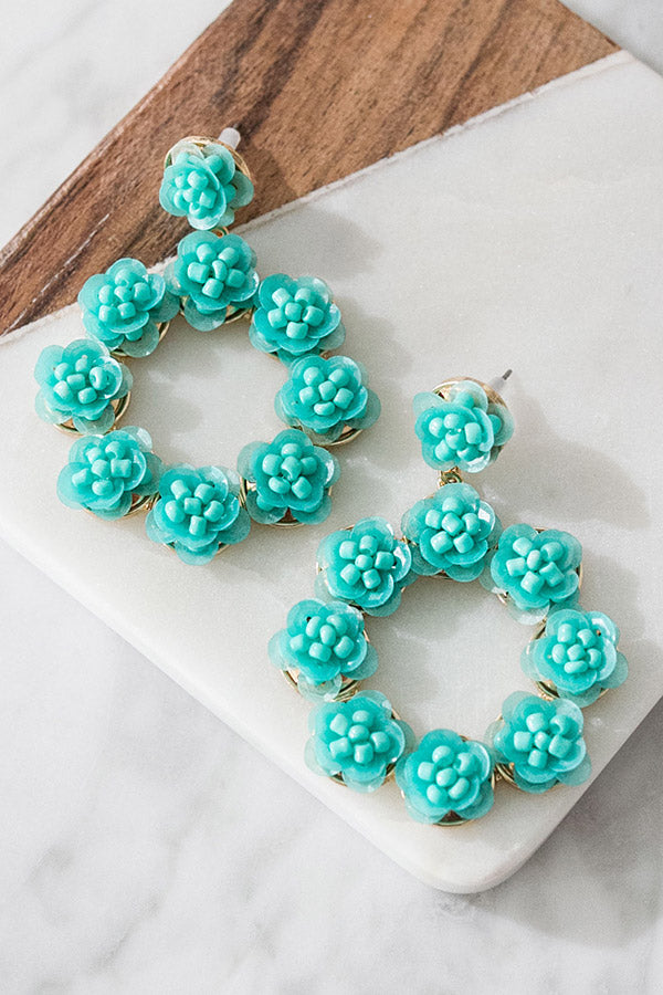 Circle Of Bloom Earrings In Aqua Image - 2