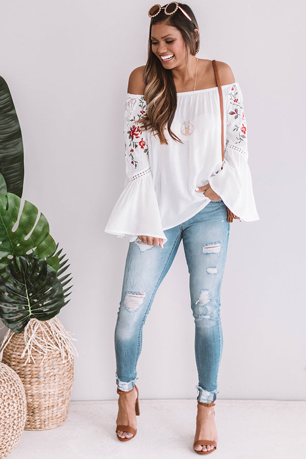 Steal A Kiss Embroidered Shift Top in White
