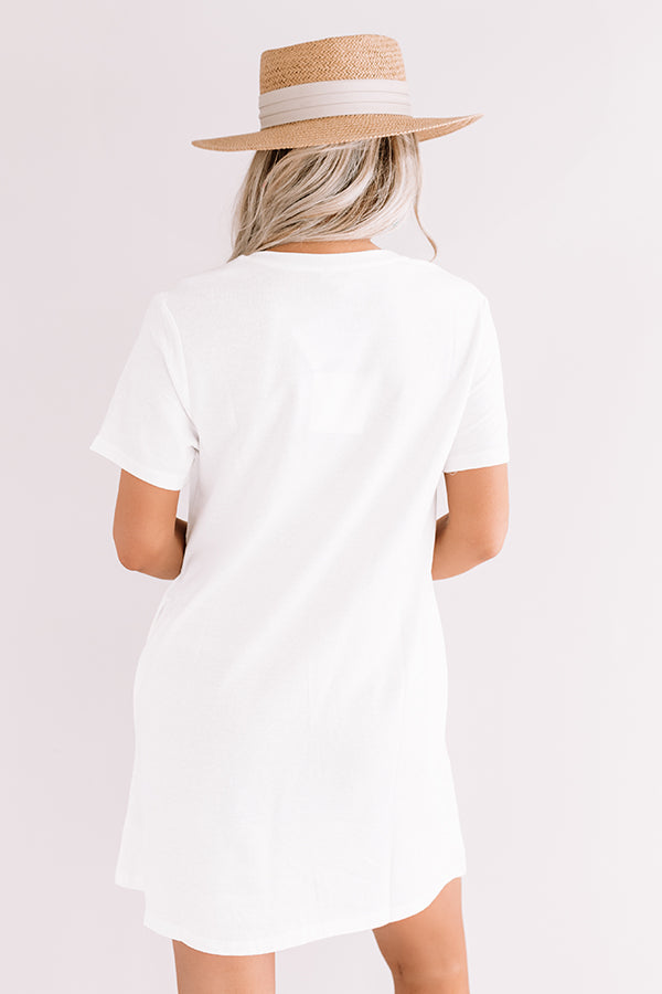 Cabo Chic Embroidered T-shirt Dress in White Image - 4