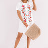 Cabo Chic Embroidered T-shirt Dress in White Image - 1