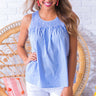 Breezy Keen Gingham Shift Top in Blue Image - 1
