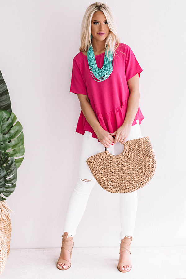 Oh So Charming Shift Top in Hot Pink