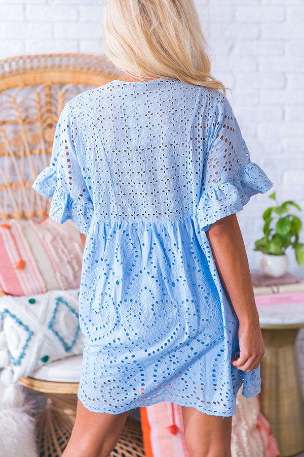 Shore Thing Eyelet Dress in Sky Blue • Impressions Online Boutique
