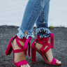 The Mia Faux Suede Lace Up Heel in Hot Pink Image - 1