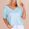 PIKO V-neck Shift Tee in Light Blue Image - 1