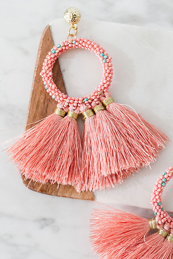 Shake Things Up Tassel Earrings In Pink Image - 1