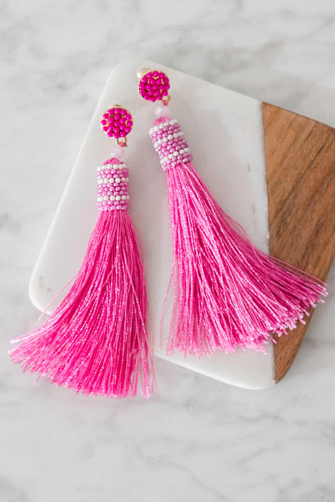 Slice Of Paradise Tassel Earrings In Pink Image - 1