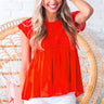 Romance In The Air Eyelet Top in Red Image - 1