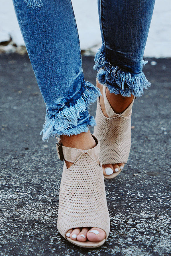 The Layla Faux Suede Peep Toe Heel Image - 1