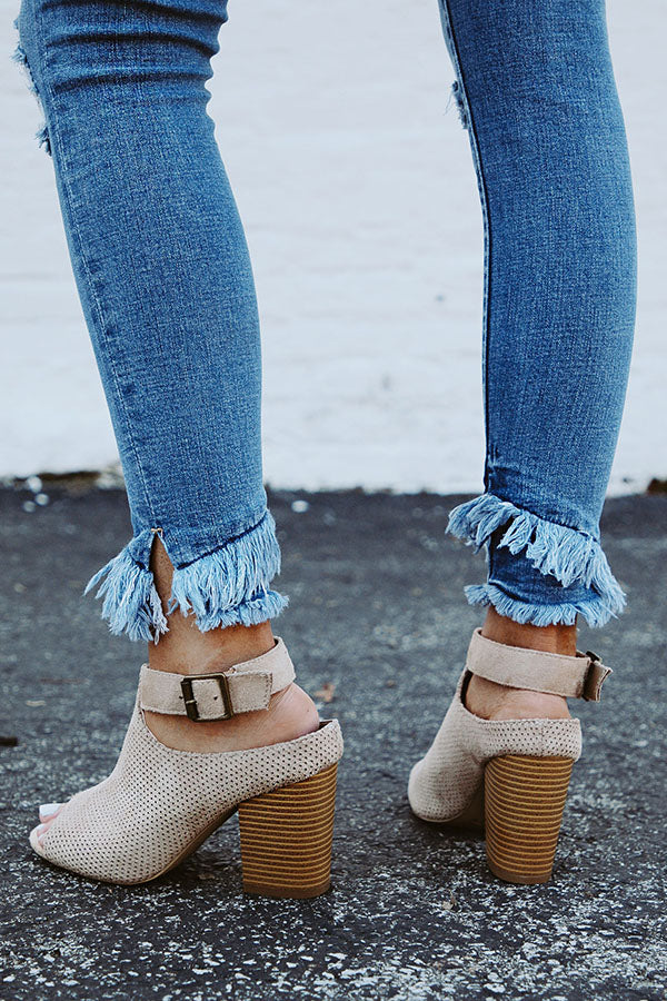 The Layla Faux Suede Peep Toe Heel Image - 3