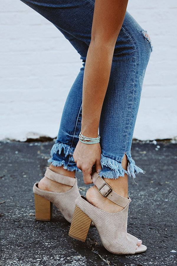 The Layla Faux Suede Peep Toe Heel Image - 2