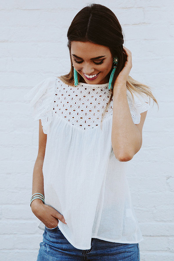 Got My Eye-lets On You Shift Top in White Image - 1