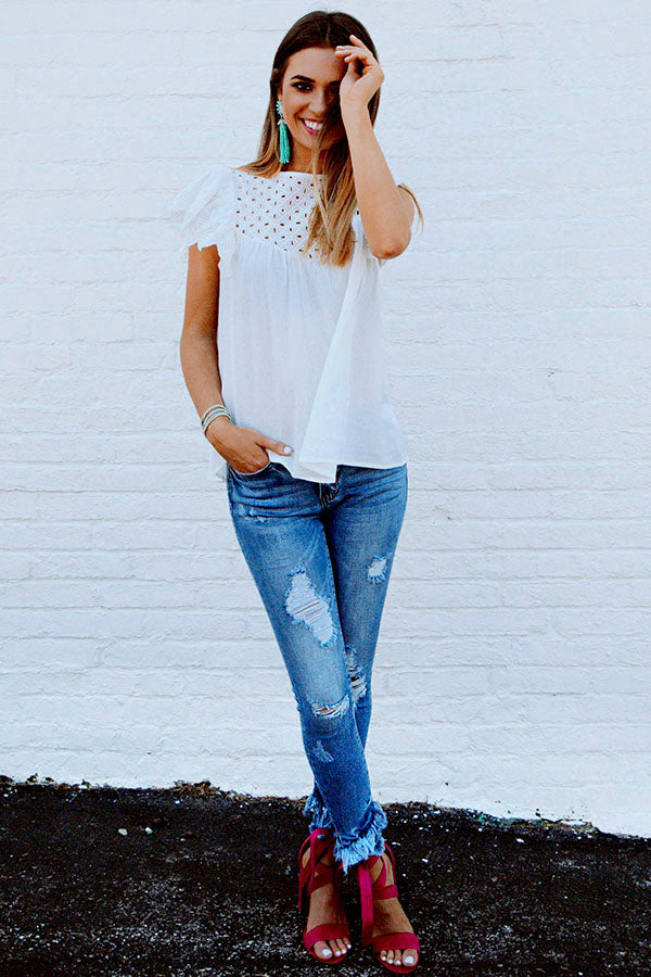 Got My Eye-lets On You Shift Top in White Image - 2