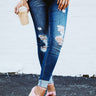 Delilah Mid Rise Distressed Skinny Image - 1