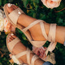 The Mia Faux Suede Lace Up Sandal in Iced Latte Image - 1