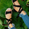 The Mia Faux Suede Lace Up Sandal in Black Image - 1
