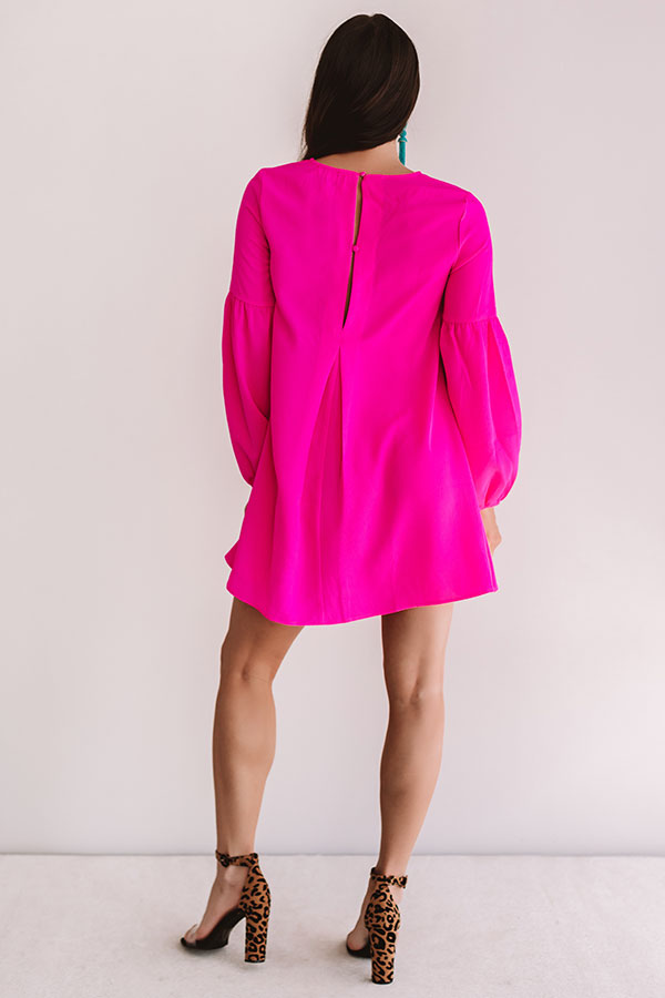 hot pink shift dress with sleeves It's A Date Dress: Hot Pink