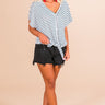 Striped Happiness Shift Top in White Image - 1