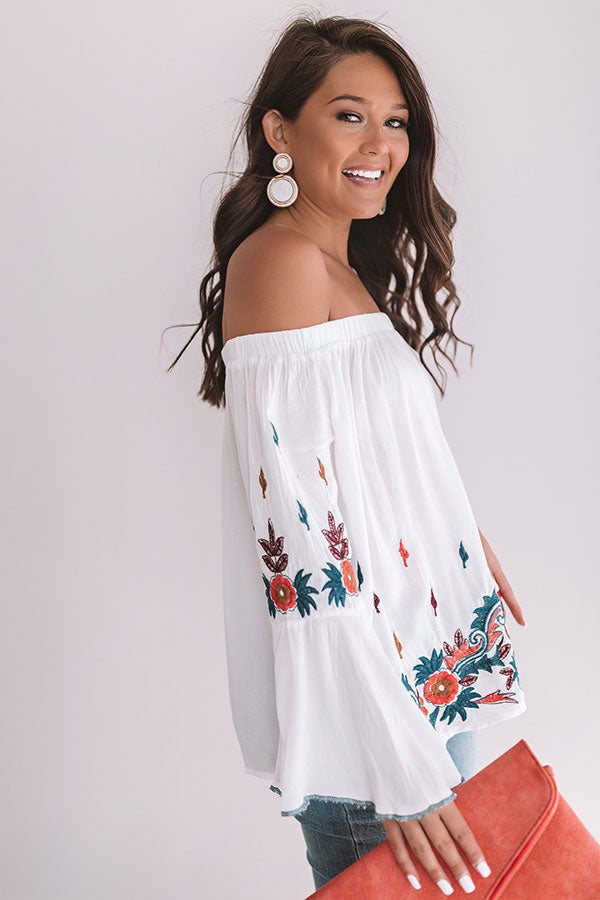 Martinis For Two Off Shoulder Embroidered Top Image - 4