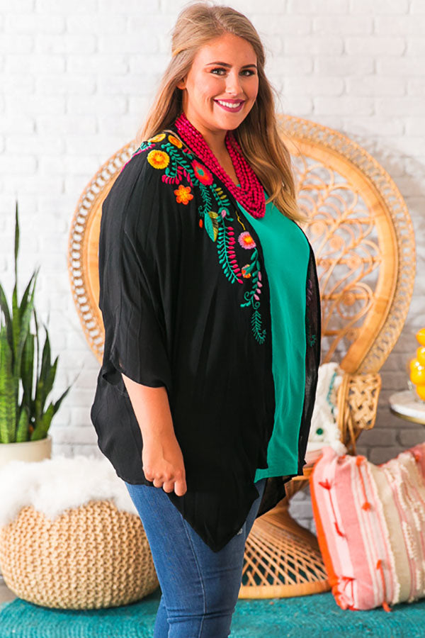 Island Time Embroidered Overlay in Black Image - 5