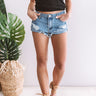 Latte Run Midrise Distressed Shorts in Medium Wash Image - 1