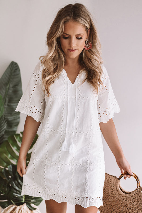 Ellis Island Eyelet Shift Dress in White Image - 2