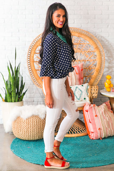 Oh So Swept Away Polka Dot Shift Top