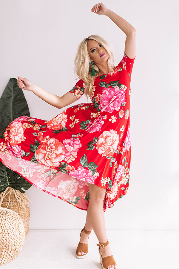 Peony Perfection Midi in Red Image - 2