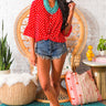Mimosa Sipping Polka Dot Shift Top In Red Image - 1
