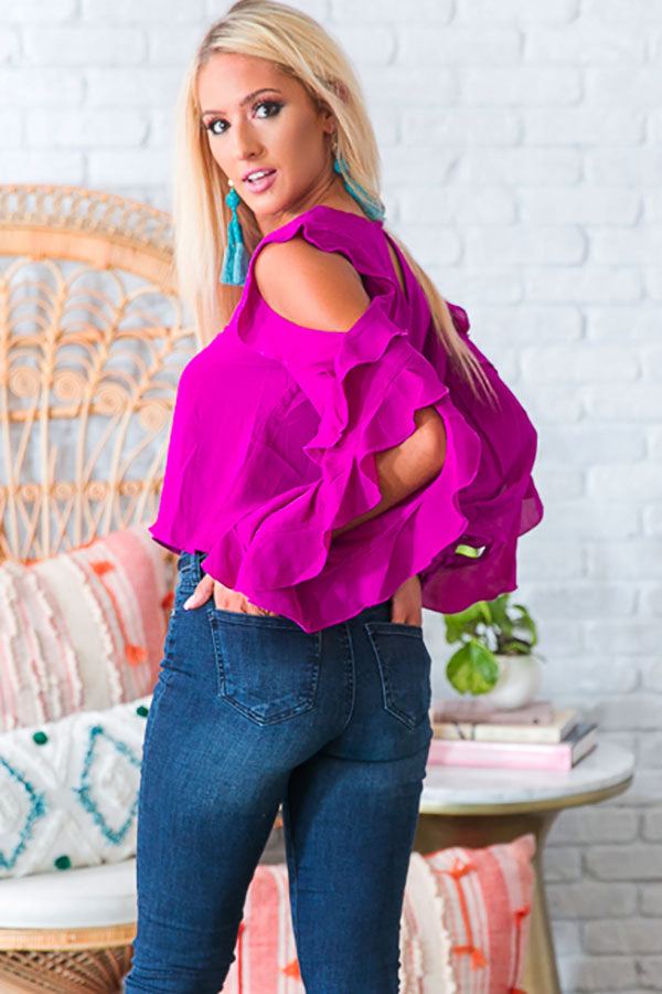 Date Night Fabulous Ruffle Top in Orchid Image - 4