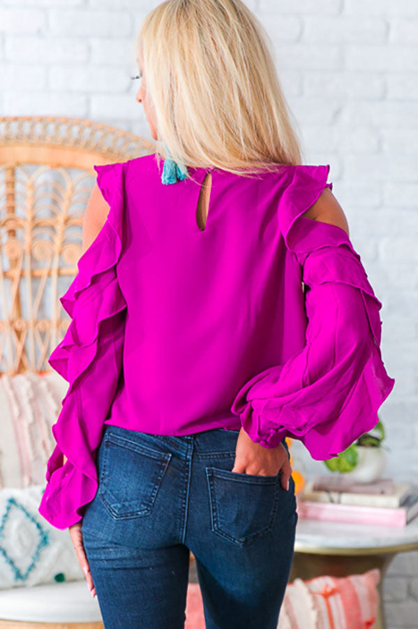 Date Night Fabulous Ruffle Top in Orchid Image - 5