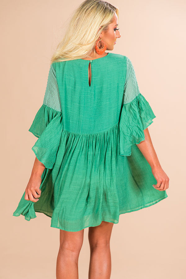 Secret To Happiness Embroidered Shift Dress In Sage Image - 4