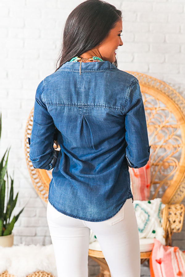 Button Up For Summer Chambray Top Image - 4
