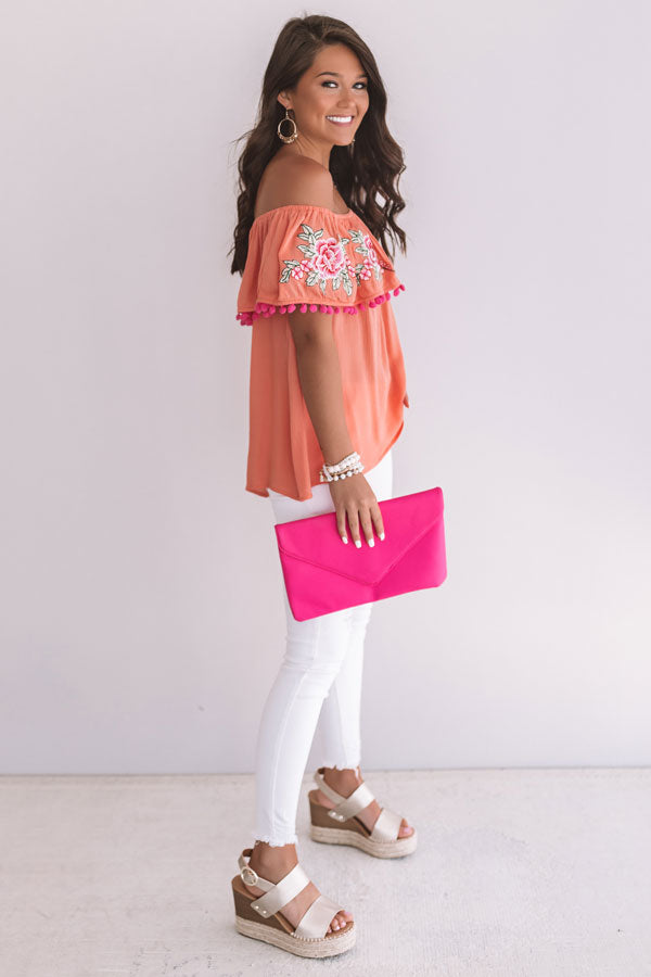Meet Me In Montego Off Shoulder Top In Peach Image - 4
