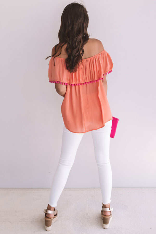 Meet Me In Montego Off Shoulder Top In Peach Image - 5