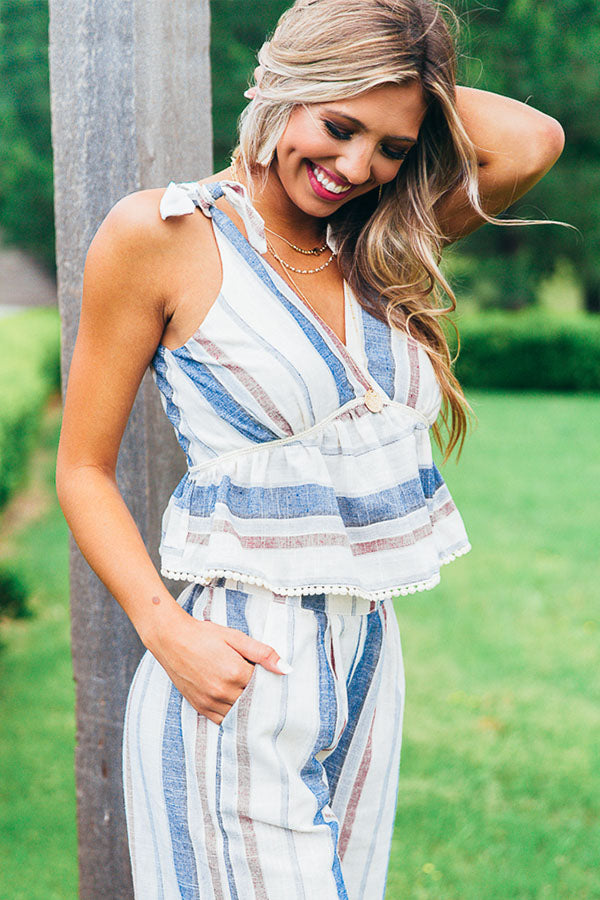 Nautical Breezy Peplum Top Image - 1