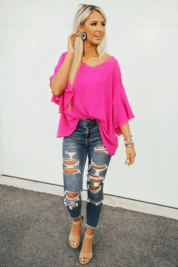 Weekend in Paradise Shift Top in Fuchsia Image - 2
