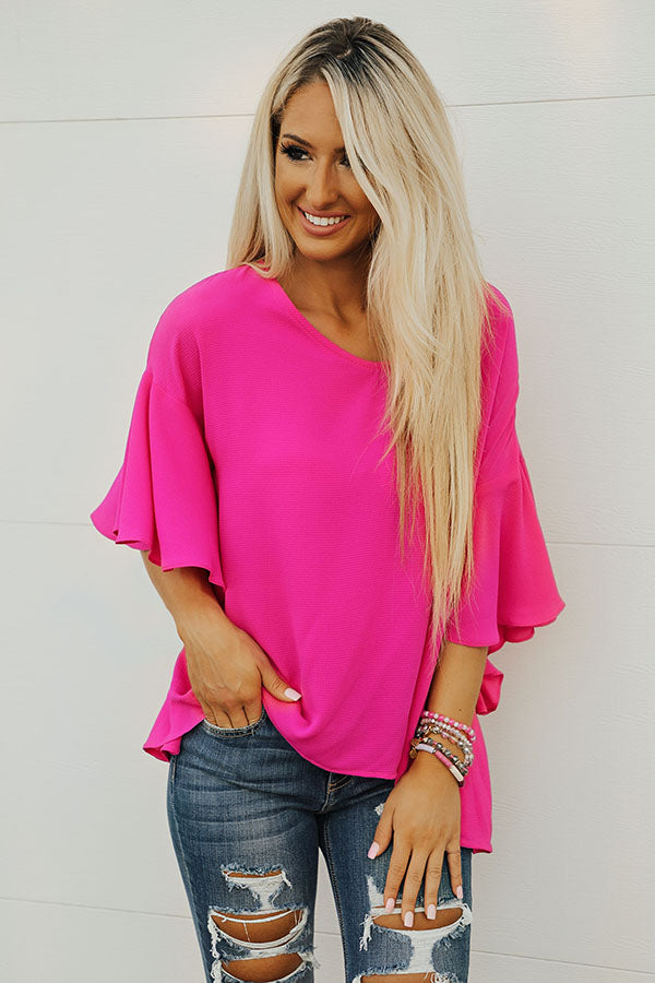 Weekend in Paradise Shift Top in Fuchsia