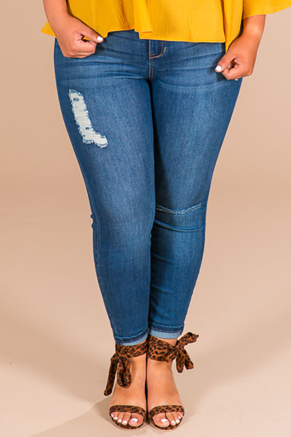 Key West High Waist Distressed Skinny in Medium Wash Curves Image - 1