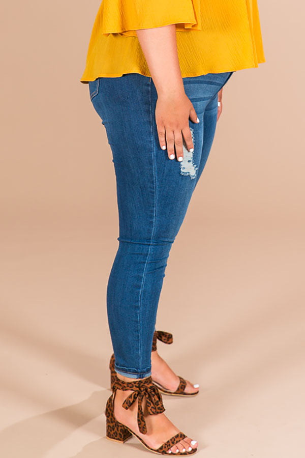 Key West High Waist Distressed Skinny in Medium Wash Curves Image - 2