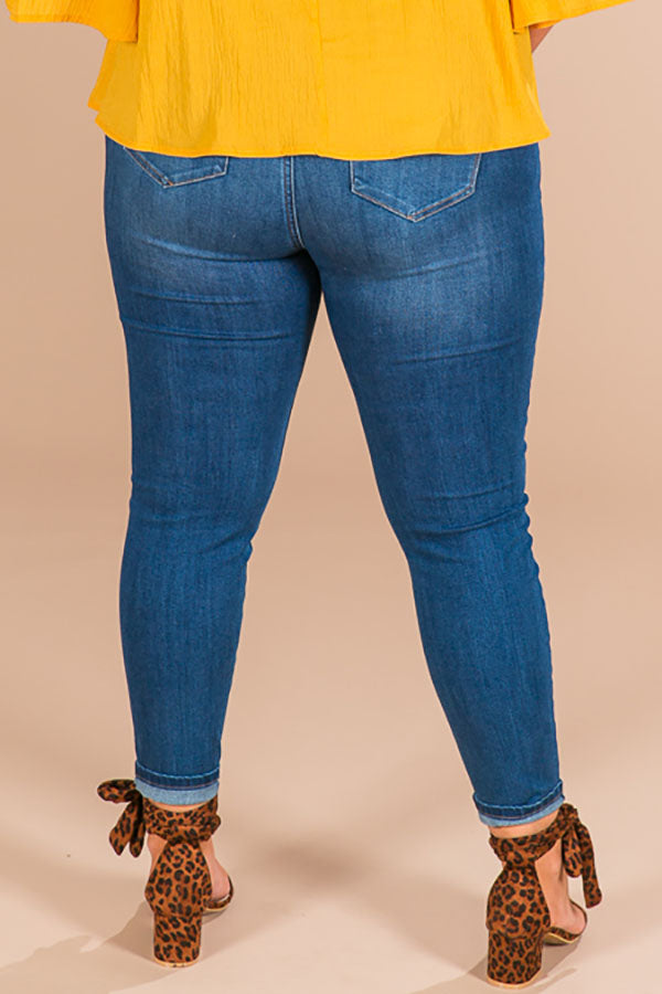 Key West High Waist Distressed Skinny in Medium Wash Curves Image - 3