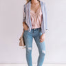 Office Party Striped Blazer in Periwinkle Image - 1