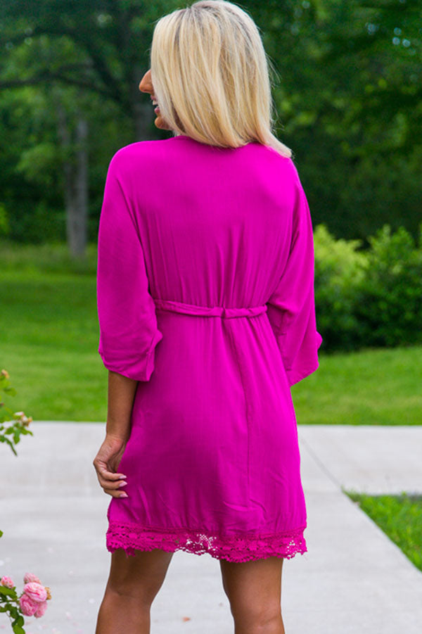 Haven Embroidered Dress in Berry Image - 5