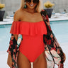 Barbados Babe Ruffle One Piece Swimsuit in Scarlet Image - 1