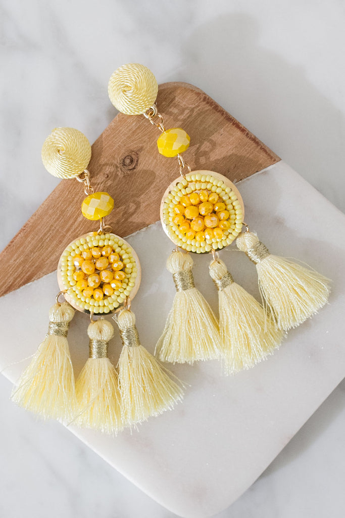 Luxe Daydream Tassel Earrings In Yellow