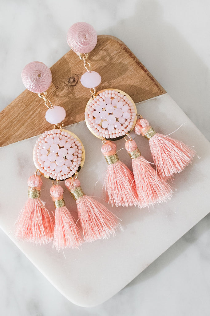 Luxe Daydream Tassel Earrings In Pink