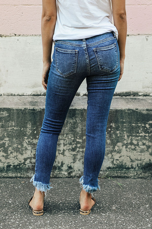Mid Rise Distressed Ankle Skinny Jeans